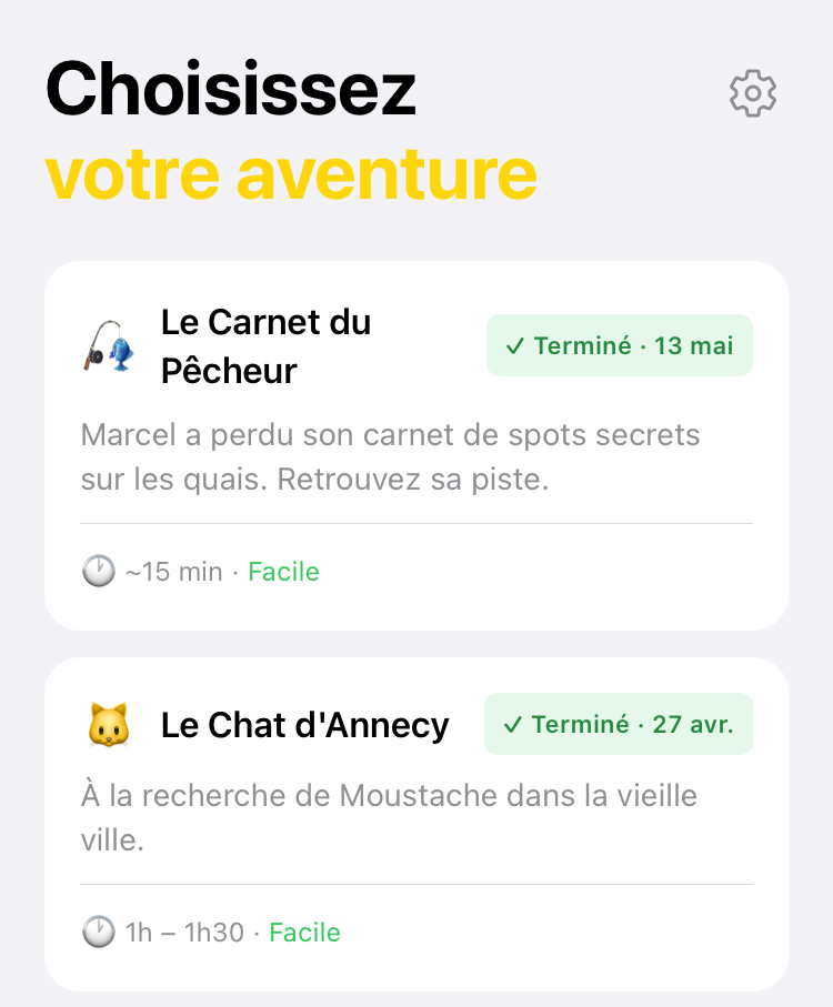 Aperçu de l'app Les Secrets d'Annecy — escape game et jeu de piste à Annecy